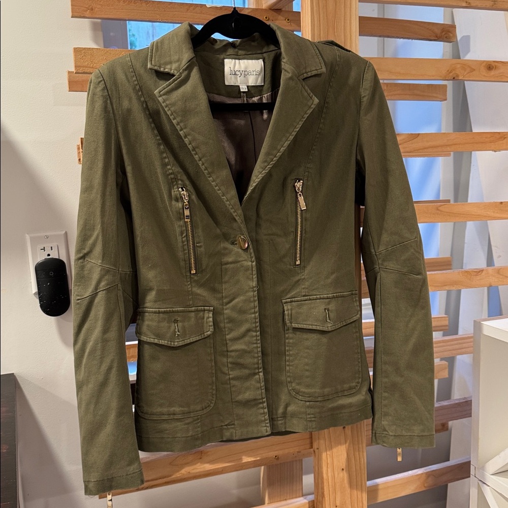 Military style Blazer with Zipper Accents